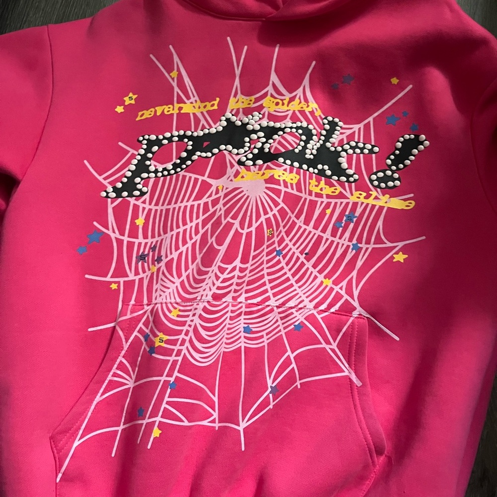 Sp5der pink hoodie
